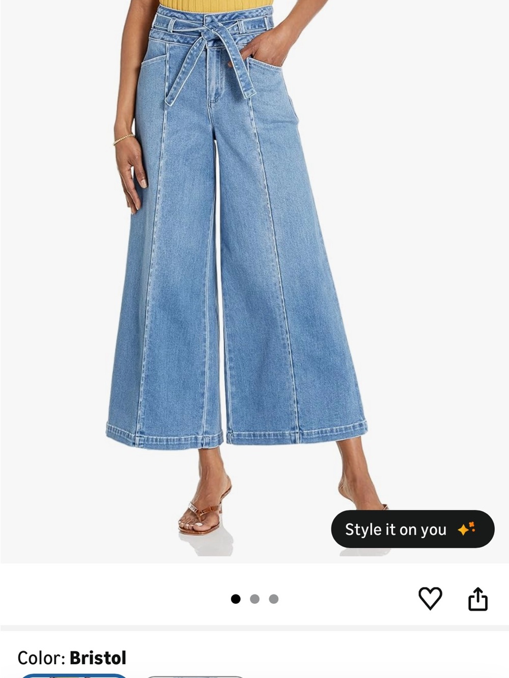 PAIGE Bristol Light Blue Wide-Leg Tie-Waist Jeans